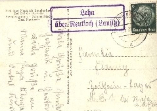02627 Neukirch Lausitz post office stamp (Lehn about Neukirch) on postcard o 07.05.1937
