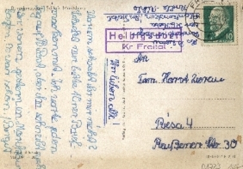 01723 Helbigsdorf Landpoststempel auf AK Helbigsdorf Kr. Freital o 14.8.1963