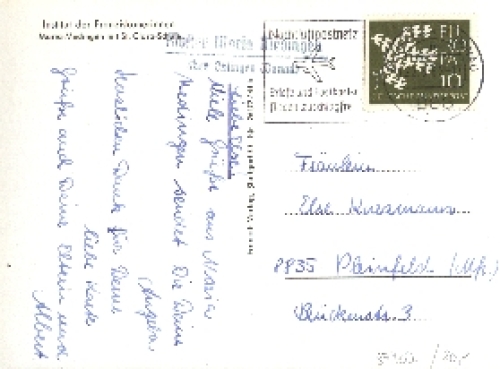 89407 Dillingen post office stamp on postcard monastery Maria Medingen o 22.6.1962
