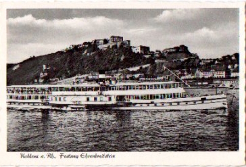 Rhine steamer Peace at Ehrenbreistein Fortress * approx. 1960