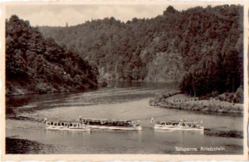 09648 dam Kriebstein with excursion steamers, barge from 19.7.1937