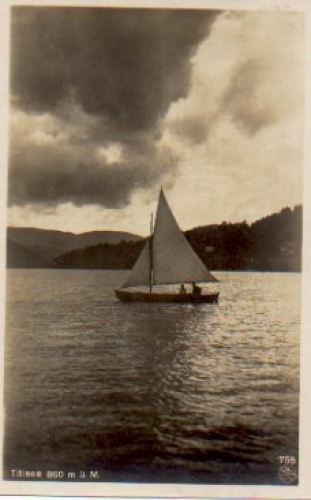 Sailing boat in Lake Titisee * around 1930