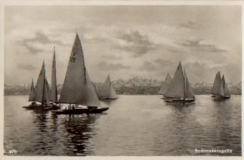 Lake Constance regatta sailing boats real photo * approx. 1950