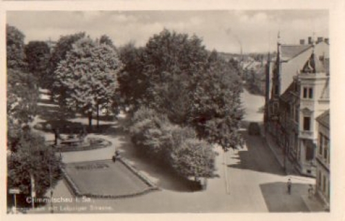 08451 Crimmitschau Bismarckhain mit Leipziger Strasse *ca. 1940