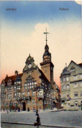 08412 Werdau Town Hall o January 12, 1915 Stamp Red Cross Hospital