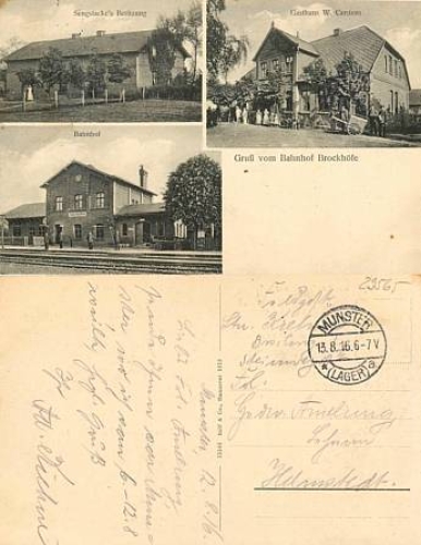 29565 Brockhöfe train station inn o 13.8.1916 Barracks stamp Munster
