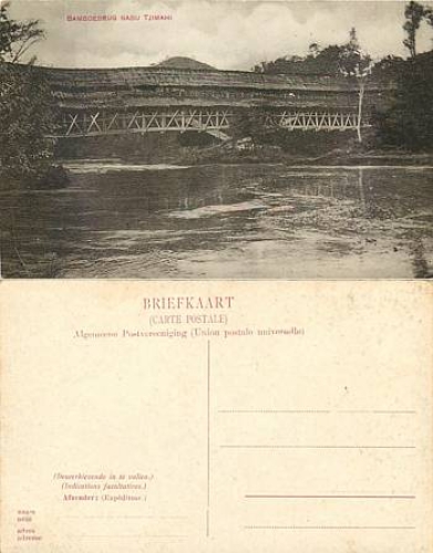 Java Tjimahi Bamboo Bridge Near the Dutch East Indies Hindia-Belanda *ca. 1910