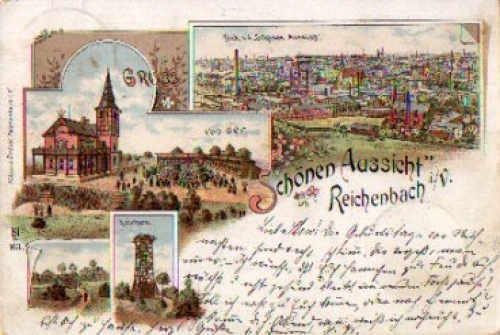 08468 Reichenbach Vogtland Greetings from the Beautiful View Litho o December 18, 1897