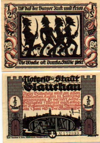 Glauchau Städtenotgeld Wert 1/2 Mark Nr. 1, 1921