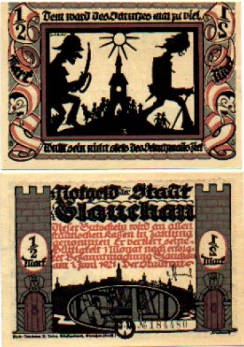 Glauchau Städtenotgeld Wert 1/2 Mark Nr. 3 1921