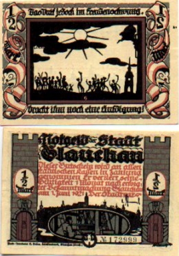 08371 Glauchau city emergency money value 1/2 Mark No. 6 1921
