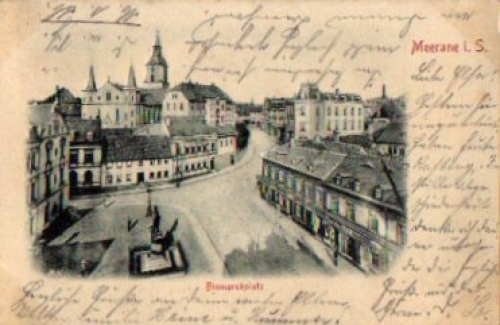08393 Meerane Bismarckplatz embossed card o August 27, 1903