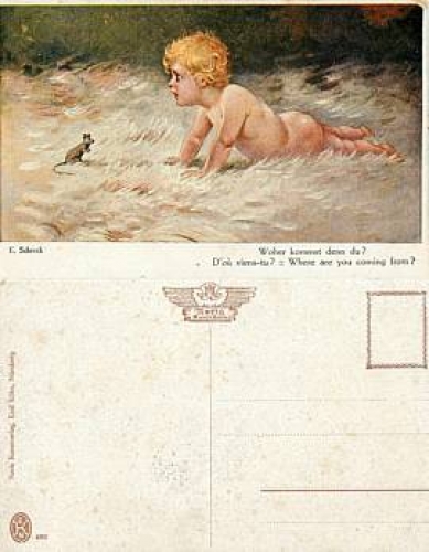 Mouse with child artist card E. Schreck *ca. 1920