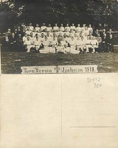 91472 Ipsheim Turnverein 1919 real photo postcard 1919