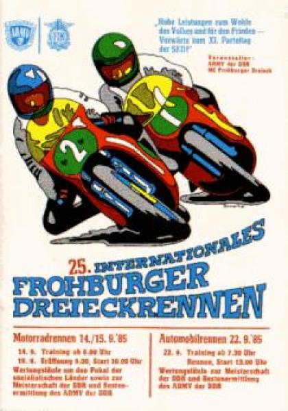 25th International Frohburger Triangle Race Motorcycles Auto Program September 22, 1985