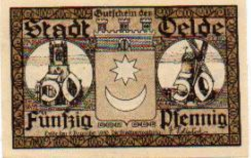 59302 Oelde city emergency money worth 50 pfennigs windmill 1920