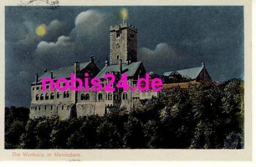 Eisenach Wartburg by moonlight map o 1957