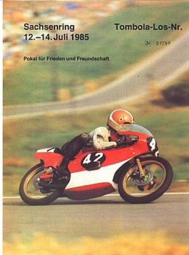 Sachsenring motorcycle race Cup for Peace and Friendship July 1985 raffle ticket