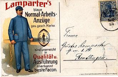 Work suits Lamparter's advertisement o 26.3.1921