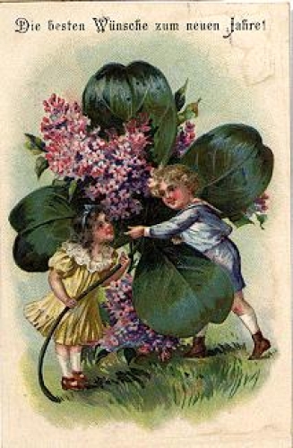Children's cloverleaf embossed card o 1.1.1908