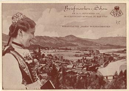 83646 Bad Tolz stamp show occasion card o December 16, 1938