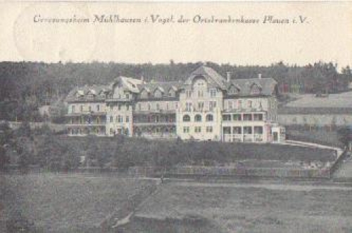 08645 Bad Elster Genesungsheim Mühlhausen o 9.8.1927 Bahnpost  Plauen - ... - Eger Zug Nr. 2085