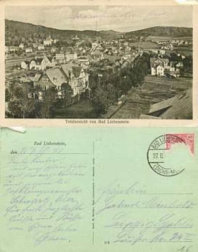 36448 Bad Liebenstein postcard o 27.8.1921