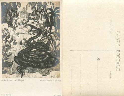Snake artist card A. Le Beau *ca.1920