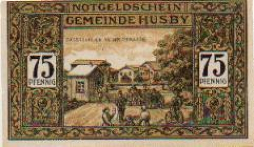 24975 Husby Städtenotgeld 75 Pfennige "Passrevision an der Strasse" 1921