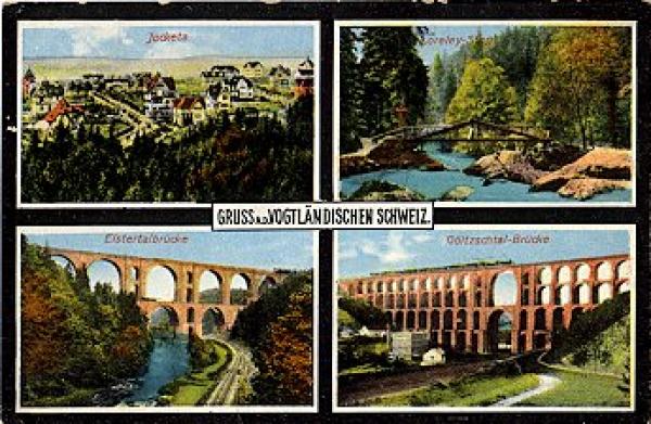 08543 Vogtland Elstertal Bridge Goeltzschtal Bridge o 27.1.1920