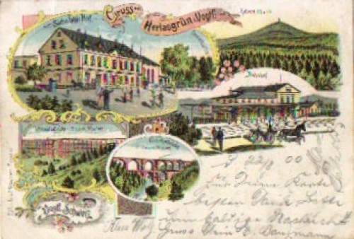 08543 Herlasgrun Train Station Litho o August 27, 1900