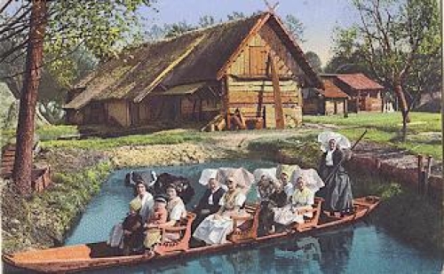 03096 Spreewald, traditional costumes, family trip, * approx. 1910,
