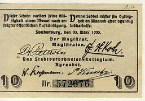 Sonderburg emergency money 10 pfennigs around 1920