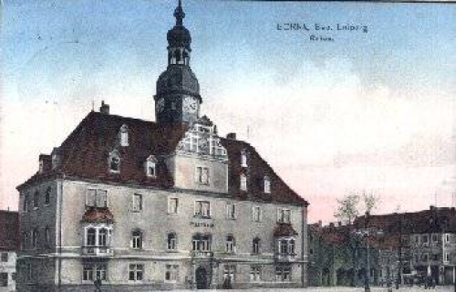 04552 Borna town hall or 09.12.1914 railway post office Leipzig - Chemnitz