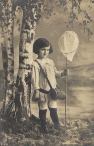 Child with landing net hunting gebr. circa 1915