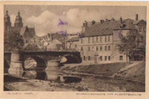 Plauen Johanniskirche mit Albertbrücke o 19.8.1930