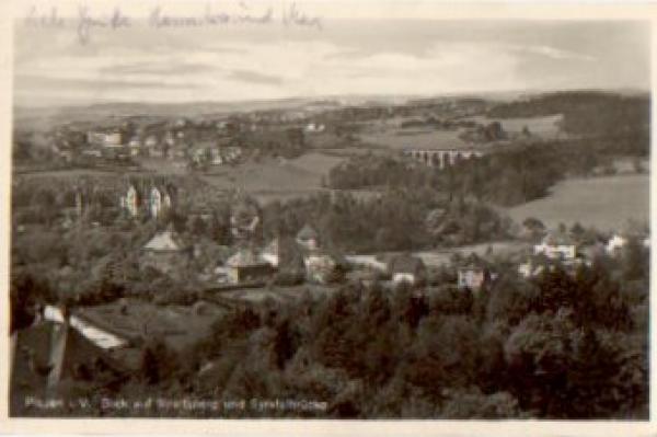 08529 Plauen Vogtland Streitsberg und Syratal brücke gebr. 14.4.55