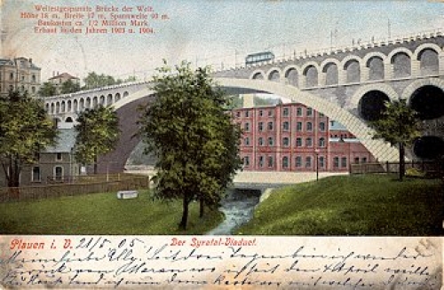 08523 Plauen The Syratal Viaduct, tram, bridge, o May 26, 1905
