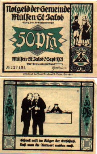 08132 Mulsen city emergency money 50 Pfennige Tuschelei No. 6 1921