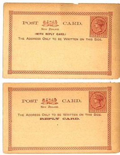 New Zealand postal stationery with reply card * approx. 1900