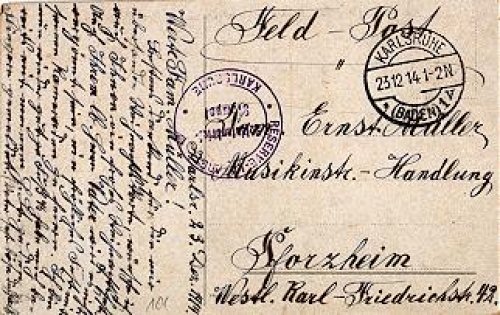 Karlsruhe Field Post Reserve Hospital 5, o December 23, 1914