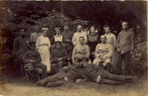 Lazarett verwundete Deutsche Soldaten 1. WK. Echtfoto *ca.1915