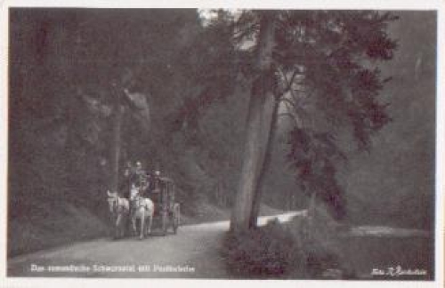 Horse-drawn carriage in the Schwarzatal Post coach, real photo o 26.9.1941