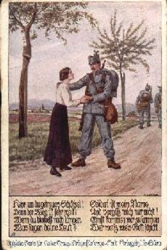 1st WW. Farewell soldier to Mrs. Kutzer artist's card * approx. 1915