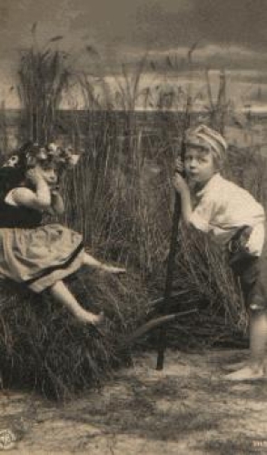 Girl and boy real photo around 1915