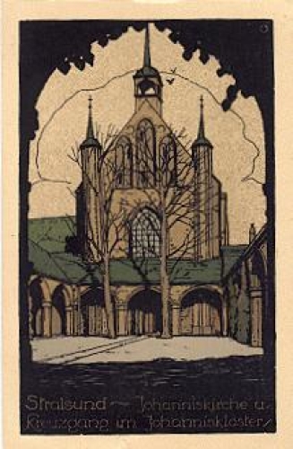 Stralsund St. John's Church and Cloister St. John's Monastery Artist's Card Lithograph o 16.8.1910