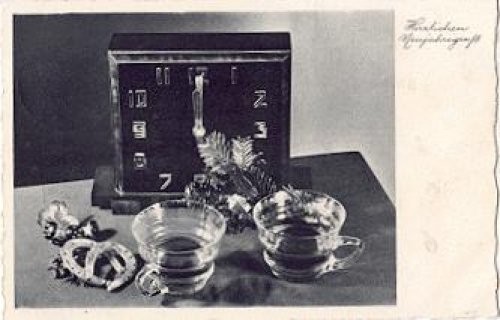 Table clock horseshoe mushrooms New Year greetings o 30.12.1939