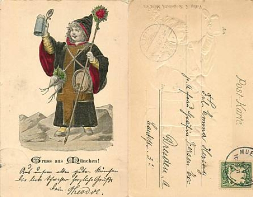 München Präge Litho Münchner Kindl o ca.1899