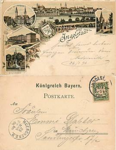Ingolstadt litho with barracks o 26.5.1896