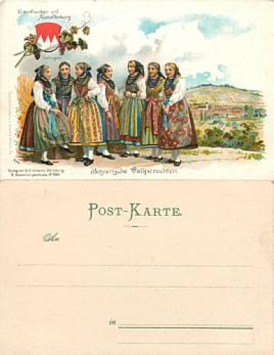 97292 Uettingen Trachten Unterfranken Litho *ca.1900